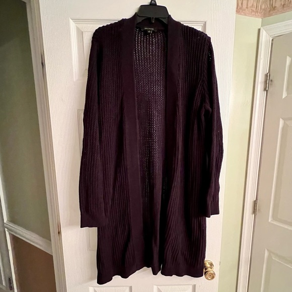 Ann Taylor Mesh Stitch Open Front Cardigan - Picture 2 of 7